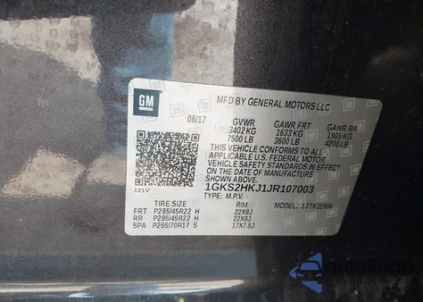 2018 GMC Yukon Xl Denali z USA, uszkodzony, nr VIN 1GKS2HKJ1JR107003